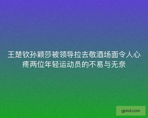 王楚钦孙颖莎被领导拉去敬酒场面令人心疼两位年轻运动员的不易与无奈